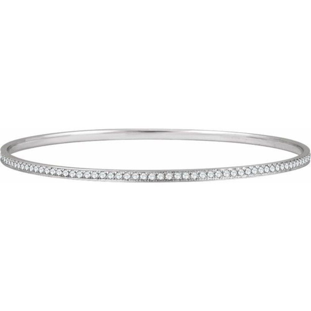 14K White Gold 1 1/2 CTW Natural Diamond 7" Bangle Bracelet